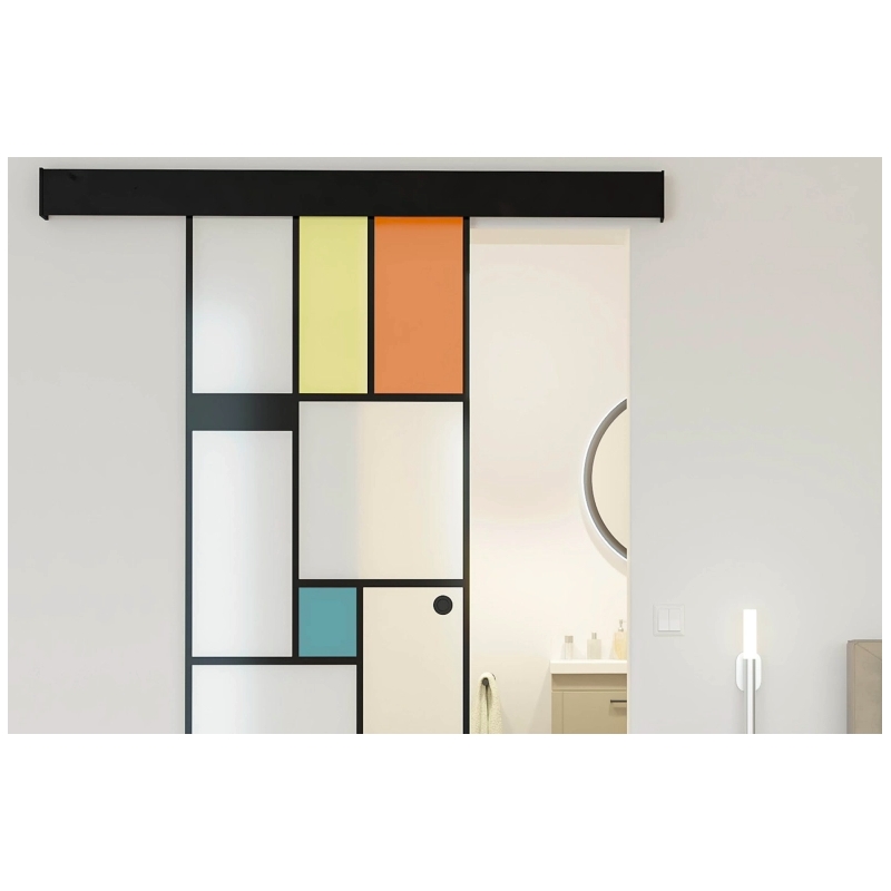 Kit porte opaque MONDO 830mm avec rail coulissant et coffrage