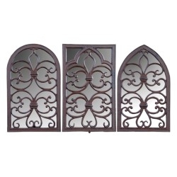 Lot de 3 miroirs en fonte "en forme de fenêtre"