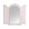 Miroir blanc arrondi avec portes en bois